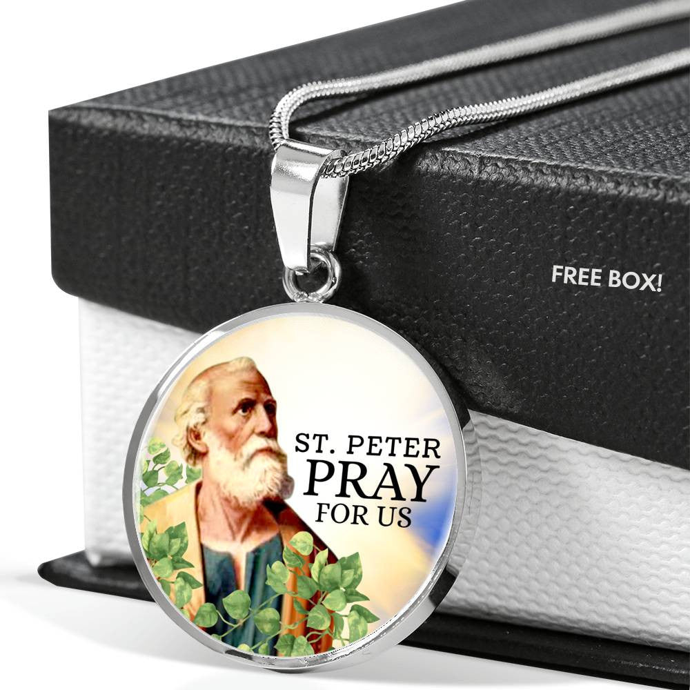 Catholic St. Peter Circle Necklace  - Luxury Circle Pendant Necklace Perfect Gift Idea For Her/Him