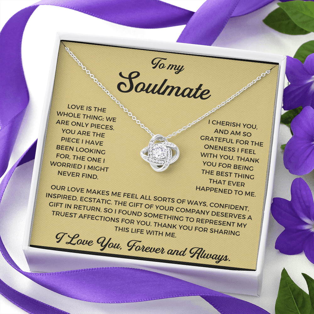 To My Soulmate - Thank You Gift - Love Knot Necklace Gift For Her