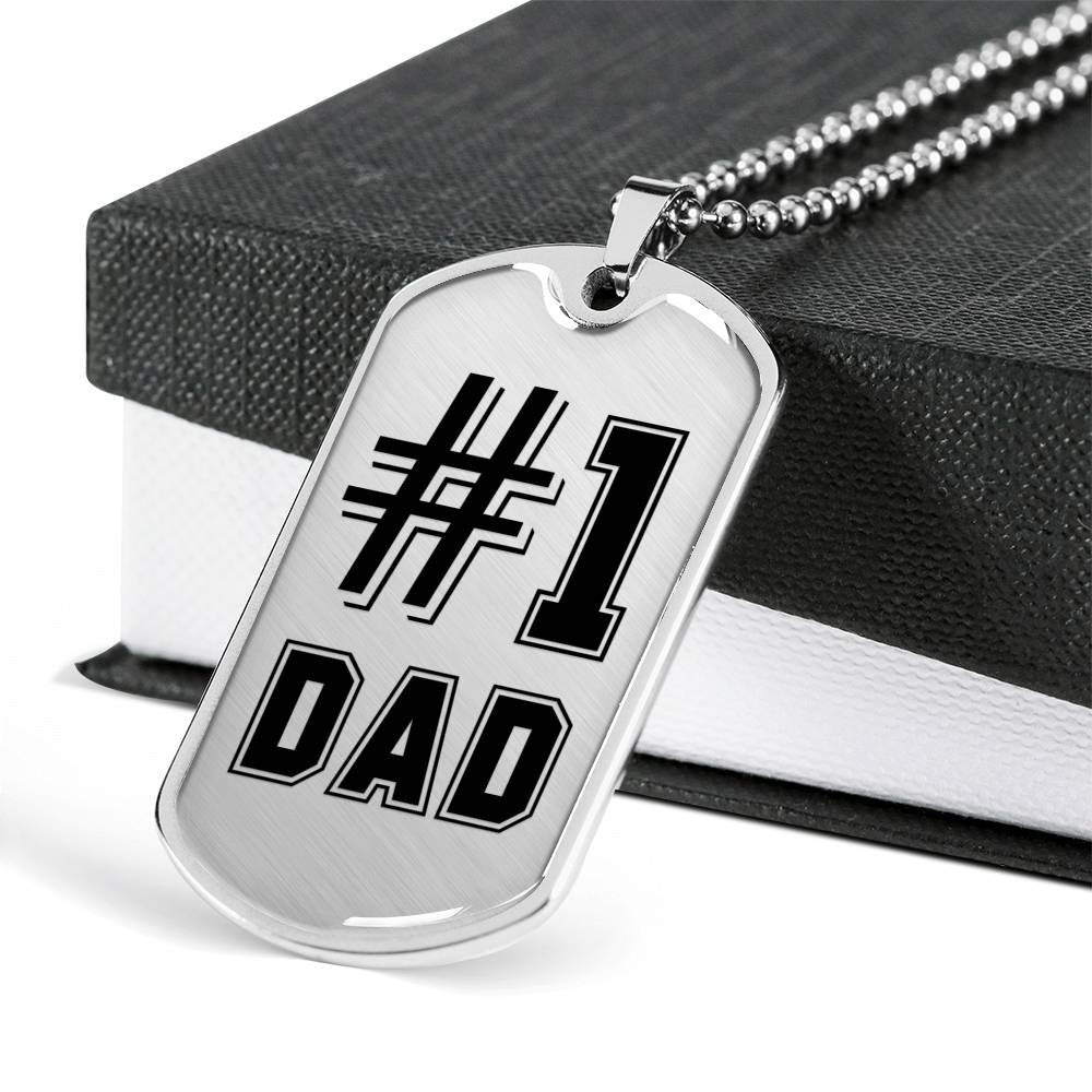 1 Dad - Dog Tag Necklace, Gift For Fathers Day Personalised Dog Tag, Custom Dog Tags For Men