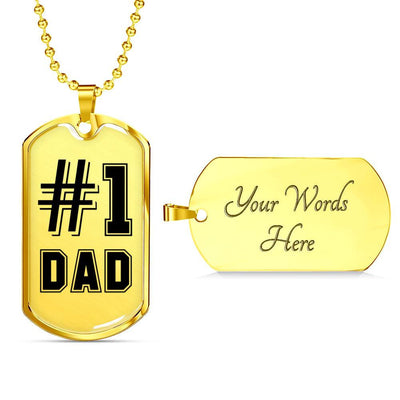 1 Dad - Dog Tag Necklace, Gift For Fathers Day Personalised Dog Tag, Custom Dog Tags For Men