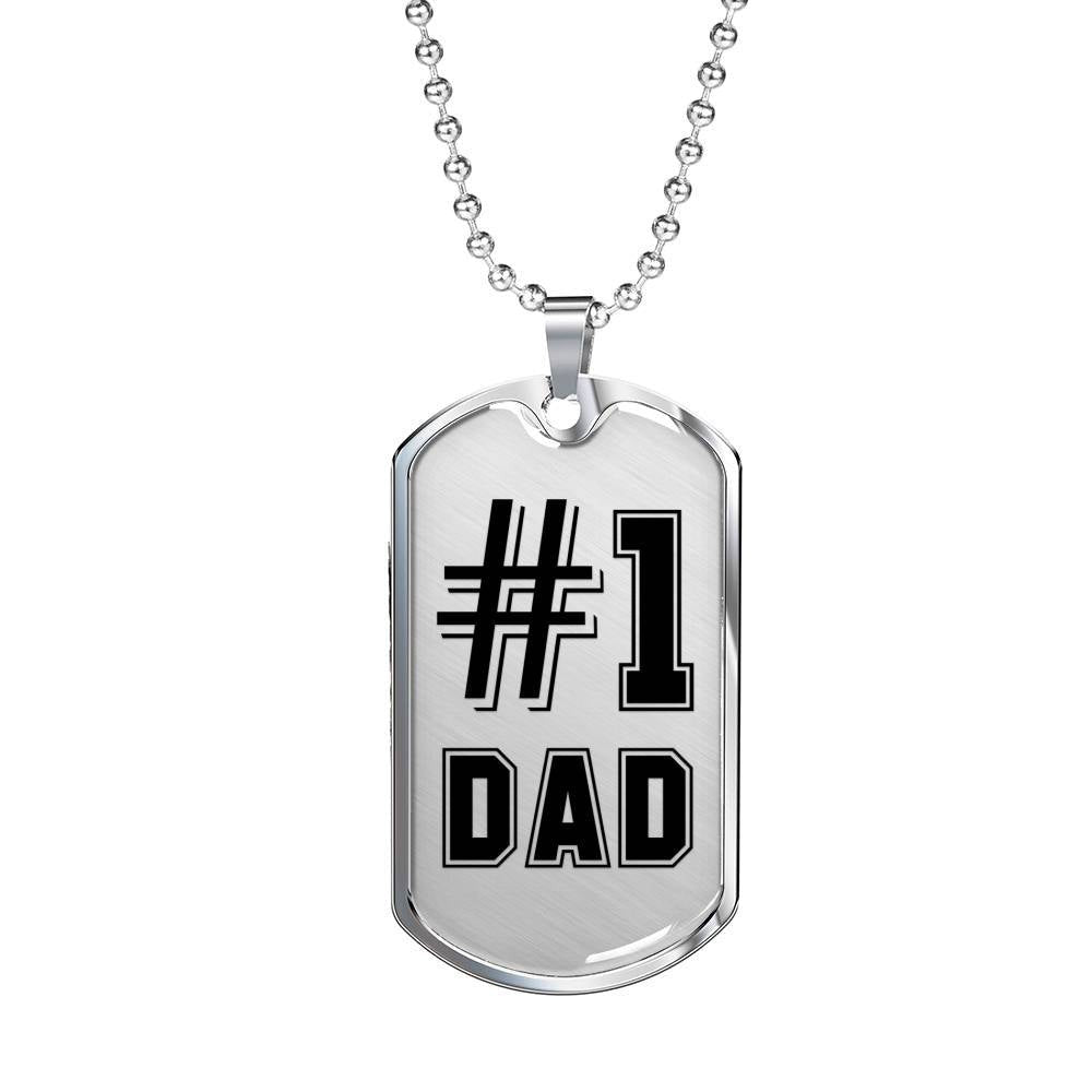 1 Dad - Dog Tag Necklace, Gift For Fathers Day Personalised Dog Tag, Custom Dog Tags For Men