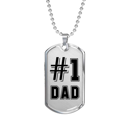 1 Dad - Dog Tag Necklace, Gift For Fathers Day Personalised Dog Tag, Custom Dog Tags For Men
