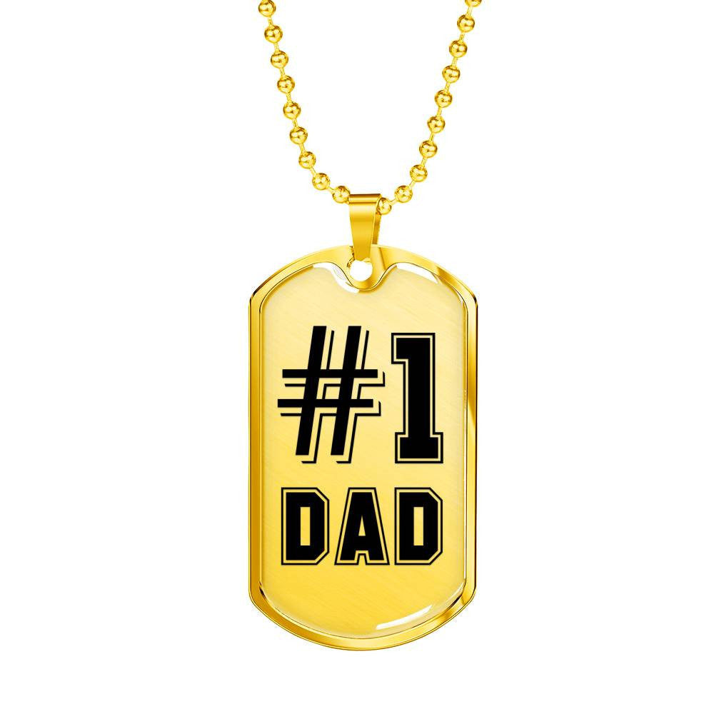 1 Dad - Dog Tag Necklace, Gift For Fathers Day Personalised Dog Tag, Custom Dog Tags For Men