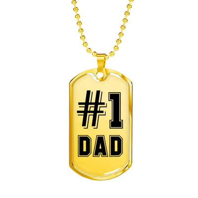 1 Dad - Dog Tag Necklace, Gift For Fathers Day Personalised Dog Tag, Custom Dog Tags For Men