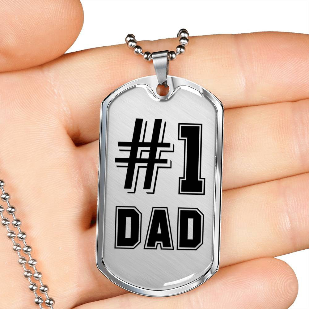 1 Dad - Dog Tag Necklace, Gift For Fathers Day Personalised Dog Tag, Custom Dog Tags For Men