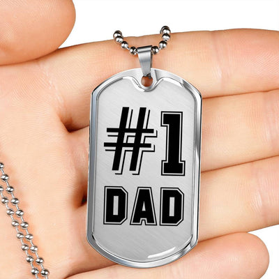 1 Dad - Dog Tag Necklace, Gift For Fathers Day Personalised Dog Tag, Custom Dog Tags For Men