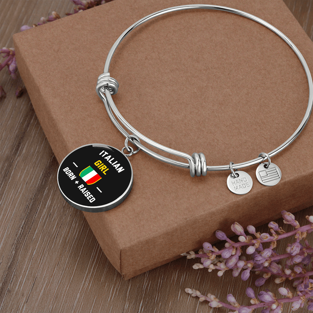 Italian Girl Born - Luxury Circle Bangle Bracelet Gift Idea