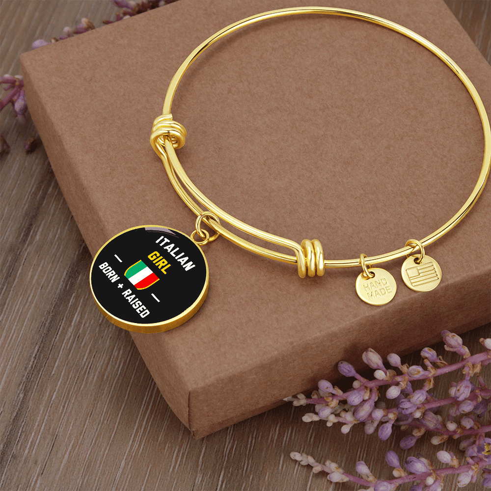 Italian Girl Born - Luxury Circle Bangle Bracelet Gift Idea