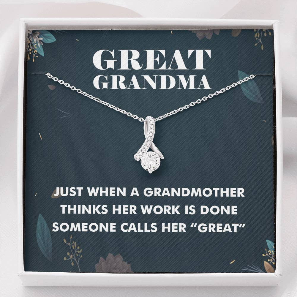 Great Grandma Ribbon Drop Pendant Necklace - Alluring Beauty Necklace Gift For Grandma