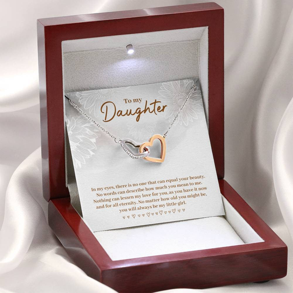 To My Daughter - Precious Daughter, You will always be my little girl - Interlocking Hearts Necklace Gift To Daughter