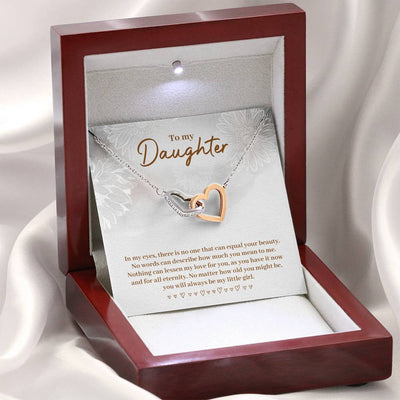 To My Daughter - Precious Daughter, You will always be my little girl - Interlocking Hearts Necklace Gift To Daughter