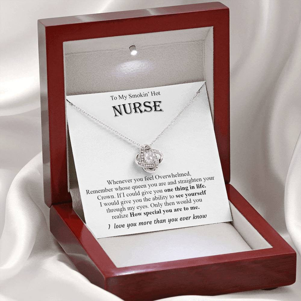 Smokin' Hot Nurse, I Love You More Than You Ever Know - Love Knot Necklace