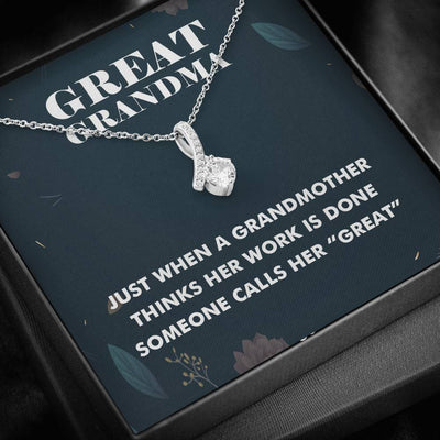 Great Grandma Ribbon Drop Pendant Necklace - Alluring Beauty Necklace Gift For Grandma
