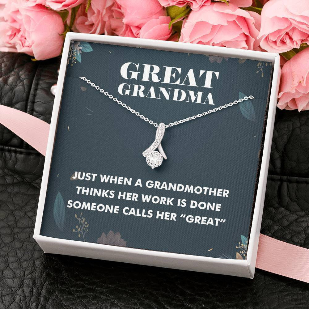 Great Grandma Ribbon Drop Pendant Necklace - Alluring Beauty Necklace Gift For Grandma