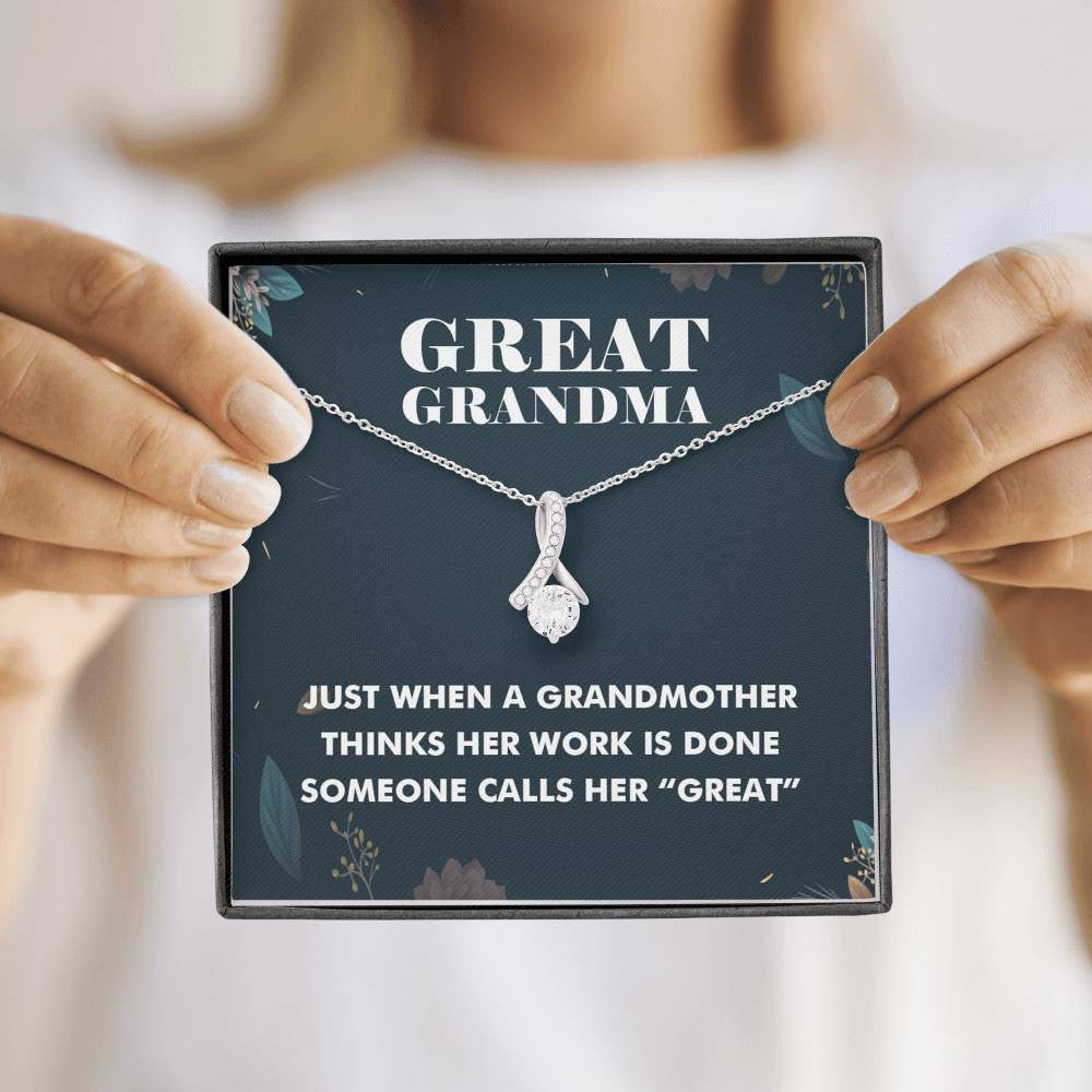 Great Grandma Ribbon Drop Pendant Necklace - Alluring Beauty Necklace Gift For Grandma