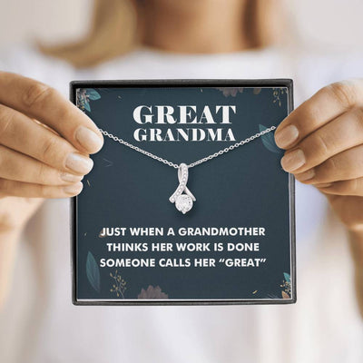 Great Grandma Ribbon Drop Pendant Necklace - Alluring Beauty Necklace Gift For Grandma