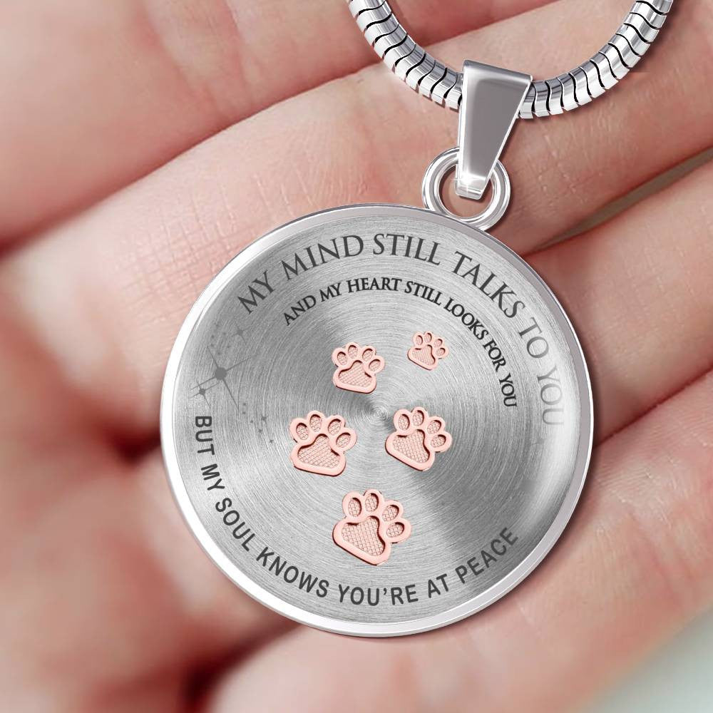 Pet Paws Steps To Heaven Necklace - Pet Memorial Gift - Luxury Circle Pendant Necklace Perfect Gift Idea For Her/Him