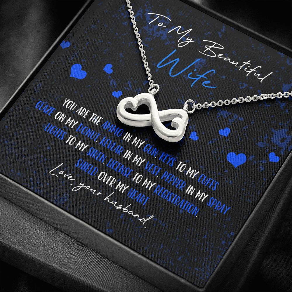 To My Beautiful Wife - Police Wife - Gift Ideas For Wife Birthday - Infinity Hearts Necklace Gift For Her