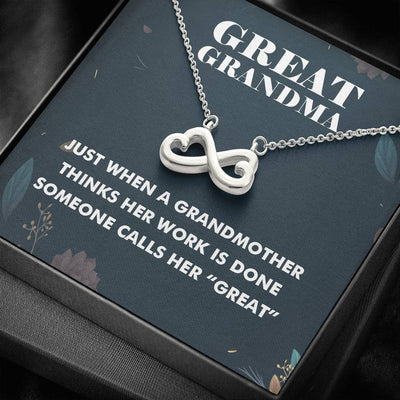 To My Grandma - Great Grandma Mother's Day Gift Idea - Thanks To Mom For Surprise Gift - Infinity Hearts Necklace