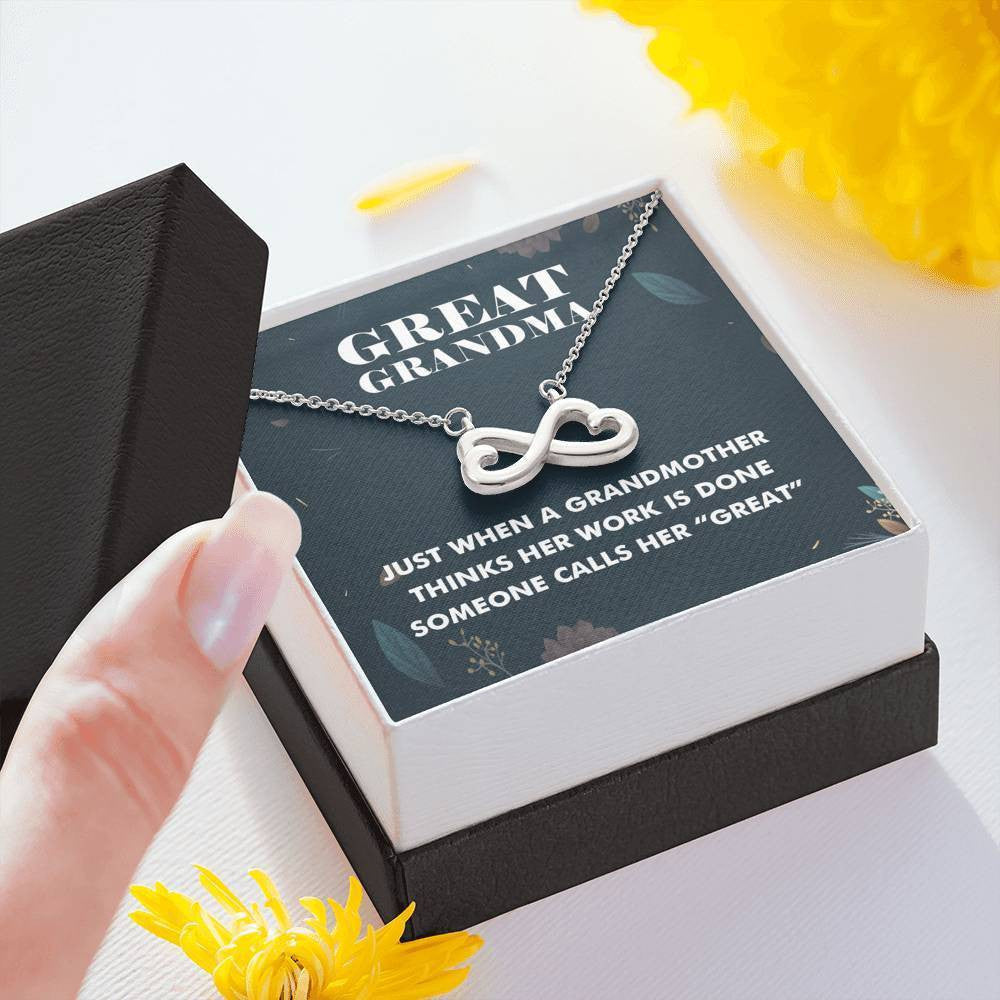 To My Grandma - Great Grandma Mother's Day Gift Idea - Thanks To Mom For Surprise Gift - Infinity Hearts Necklace