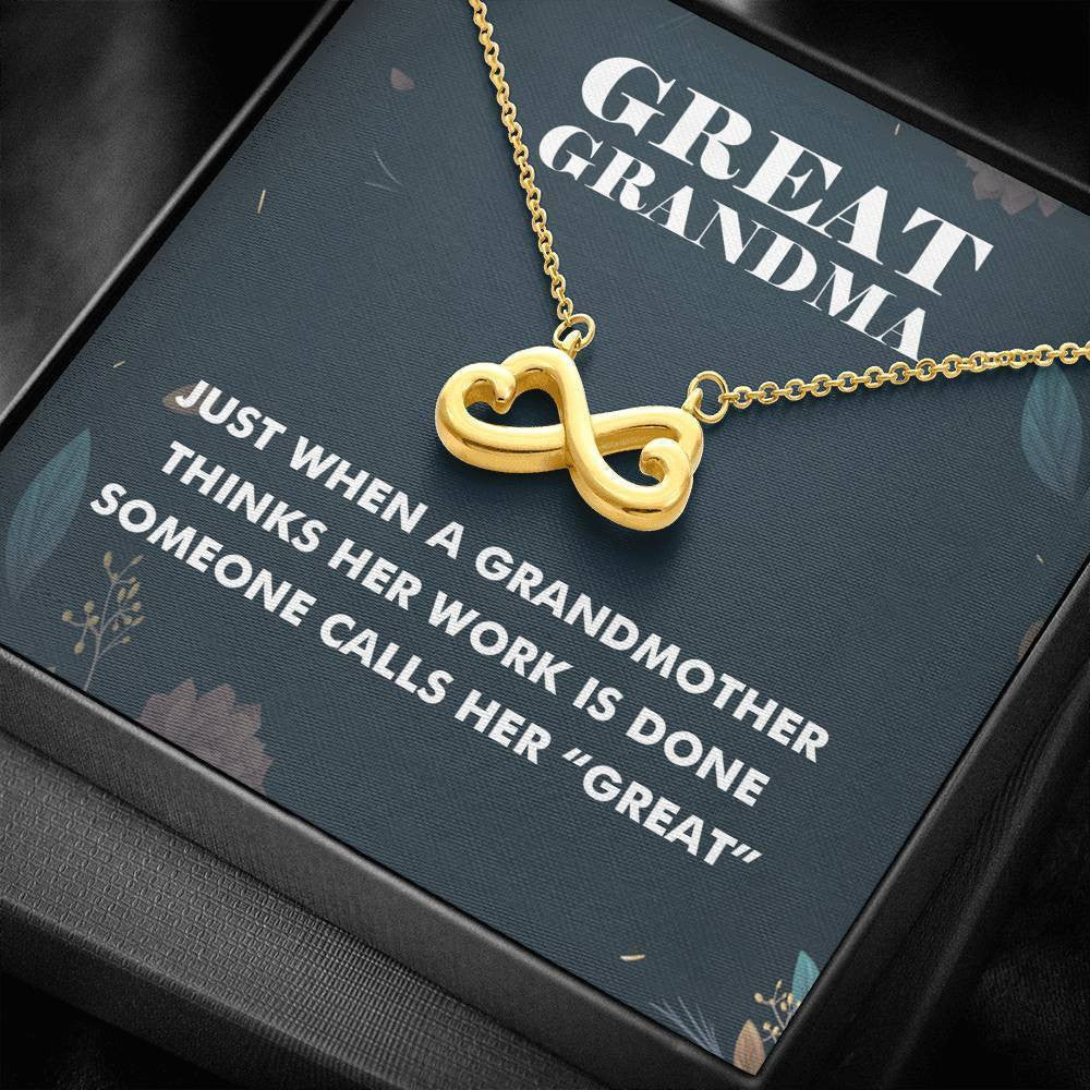 To My Grandma - Great Grandma Mother's Day Gift Idea - Thanks To Mom For Surprise Gift - Infinity Hearts Necklace