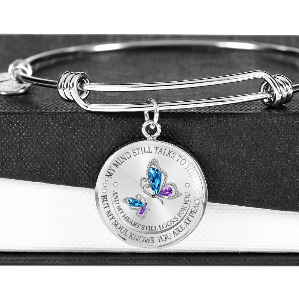 My Mind Still Talks To You - Butterfly Luxury Bangle? - Luxury Circle Bangle Bracelet Gift Idea