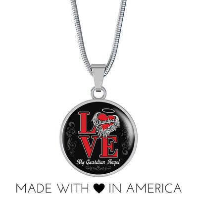Love Grandpa My Guardian Angel - Circle Pendant Necklace