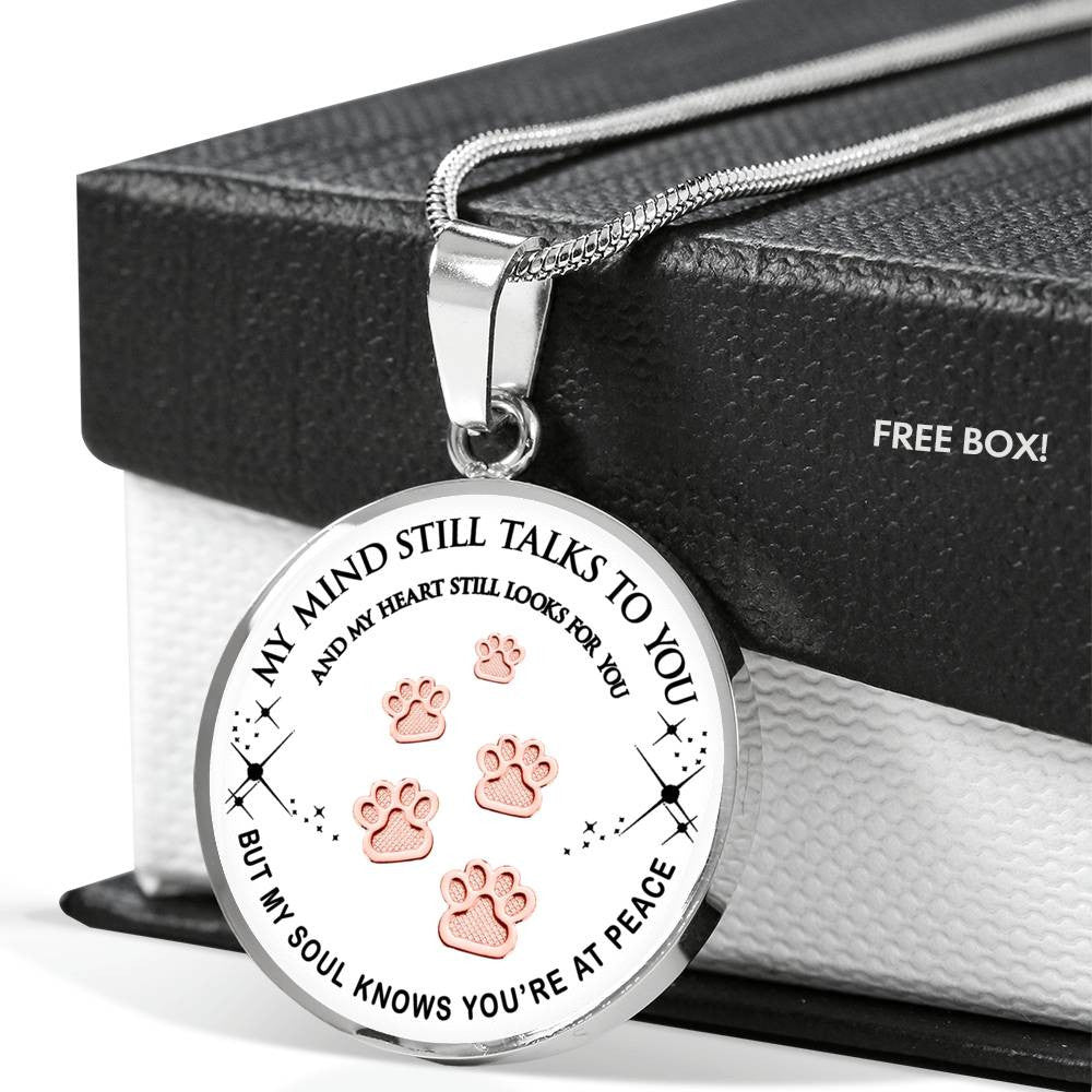 Pet Paws Steps To Heaven Keepsake Necklace - Pet Memorial Necklace - Luxury Circle Pendant Necklace Perfect Gift Idea For Her/Him