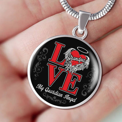 Love Grandpa My Guardian Angel - Circle Pendant Necklace