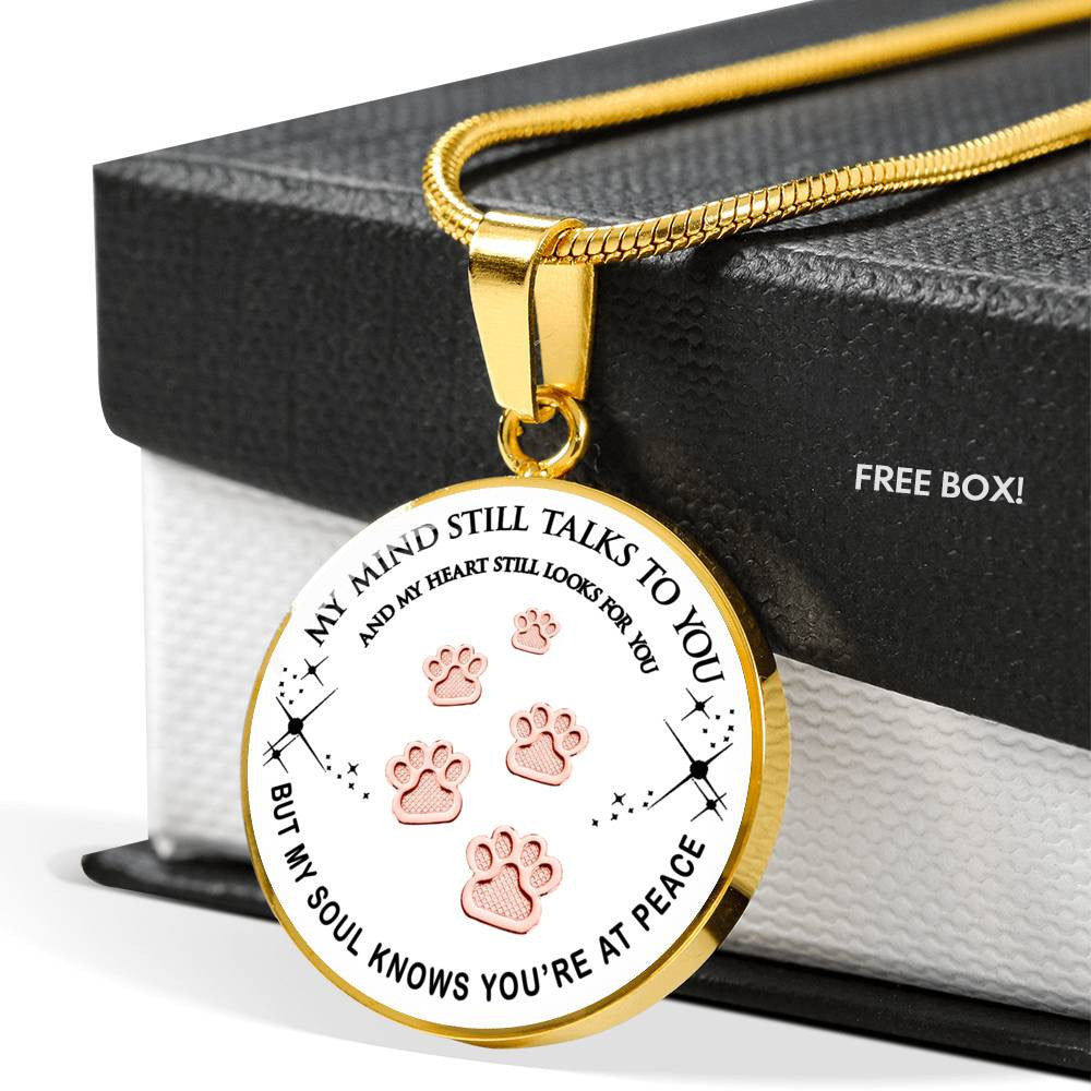 Pet Paws Steps To Heaven Keepsake Necklace - Pet Memorial Necklace - Luxury Circle Pendant Necklace Perfect Gift Idea For Her/Him