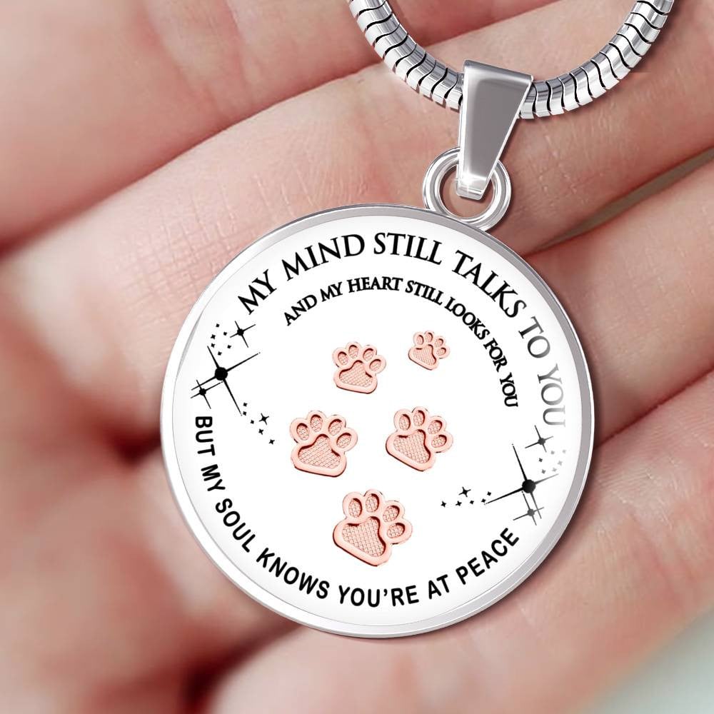 Pet Paws Steps To Heaven Keepsake Necklace - Pet Memorial Necklace - Luxury Circle Pendant Necklace Perfect Gift Idea For Her/Him