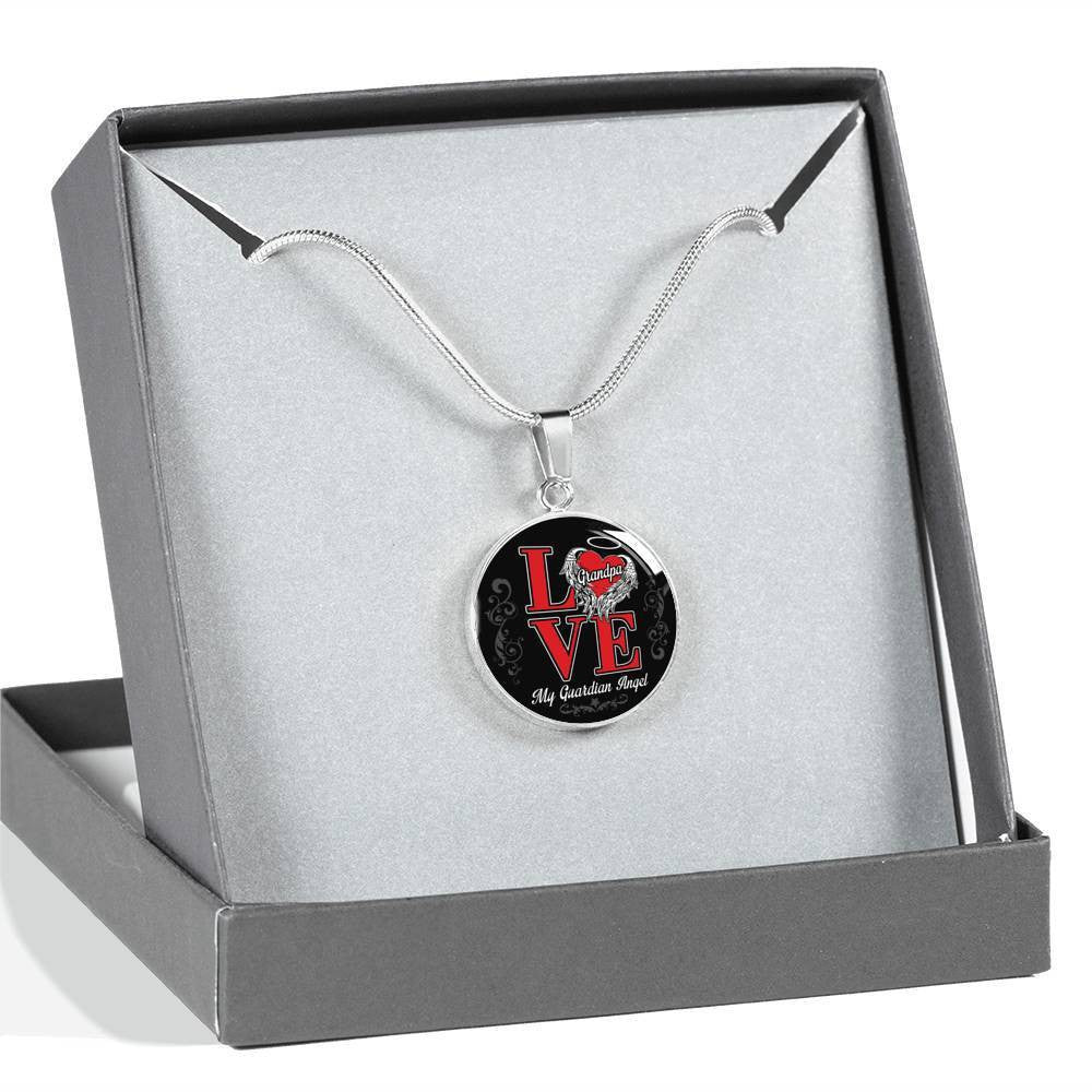 Love Grandpa My Guardian Angel - Circle Pendant Necklace