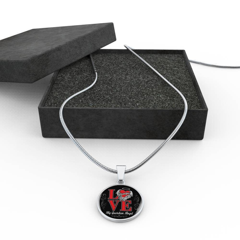 Love Grandpa My Guardian Angel - Circle Pendant Necklace