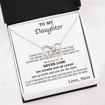 To My Daughter - Never Lose - Love Mom - Interlocking Hearts Necklace