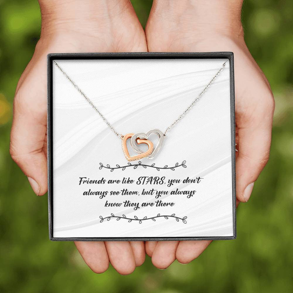 Star Friends Silver and Gold Necklace - Interlocking Hearts Necklace