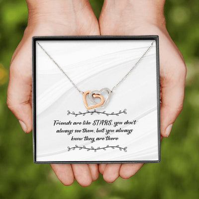 Star Friends Silver and Gold Necklace - Interlocking Hearts Necklace