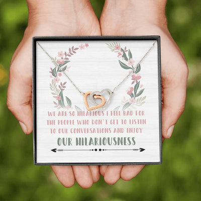 Hilarious Friends Silver and Gold Necklace - Interlocking Hearts Necklace