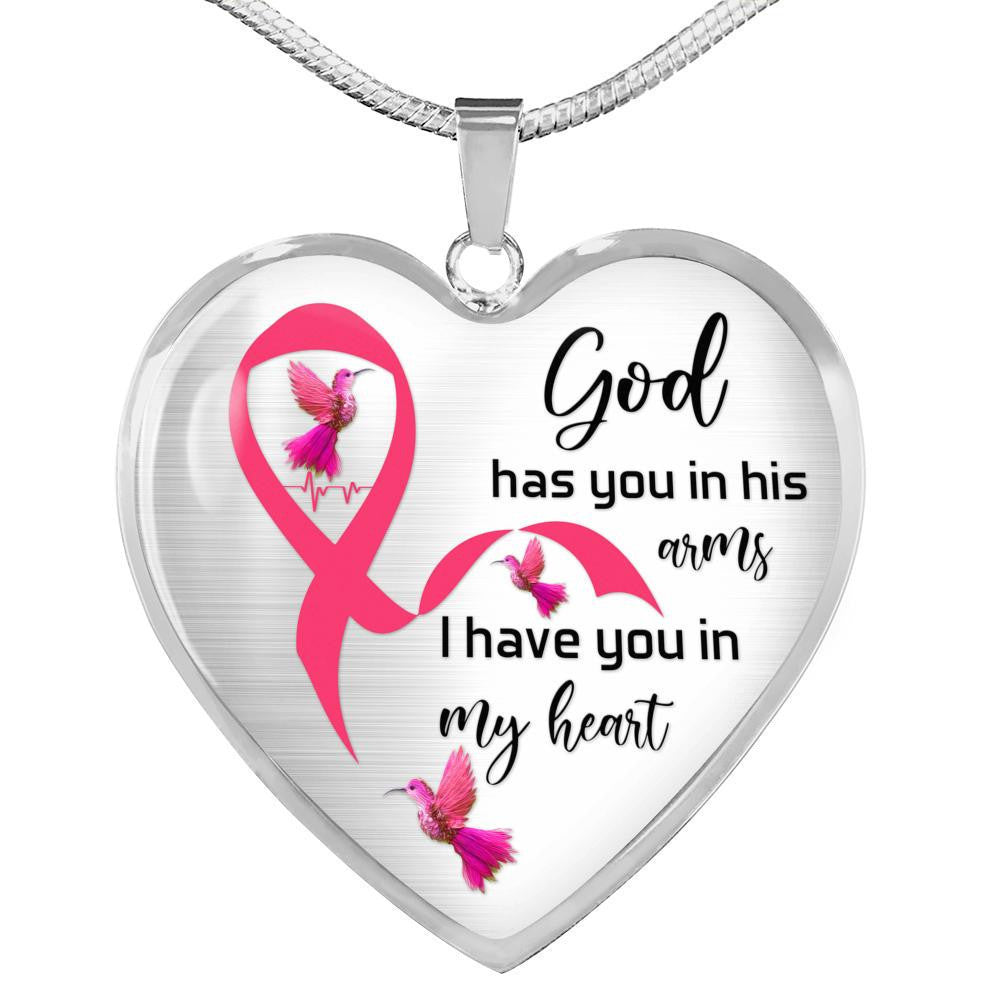 Heart Pendant Necklace - God Has You In His Arm, I Have You In My Heart gift To Mom Daughter Gift For Her