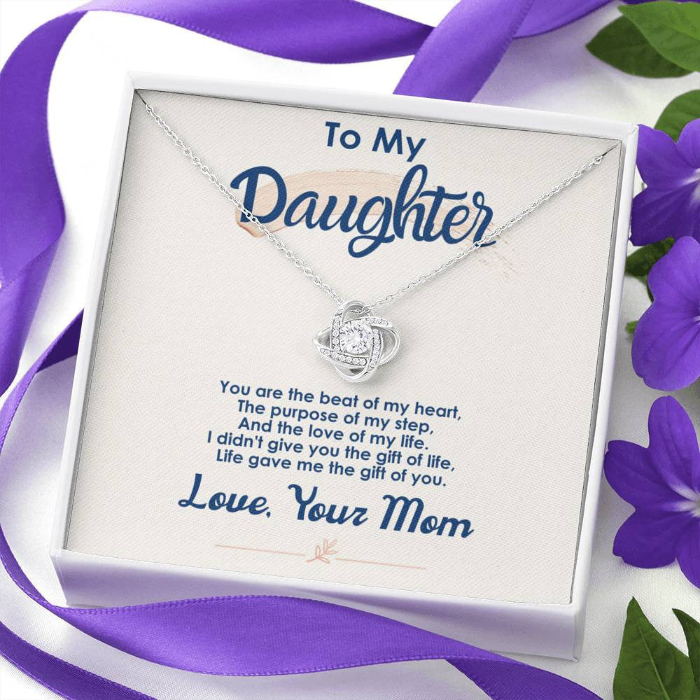 To My Daughter Gift From Dad Mom - The Gift Of You - You're The Best Of My Hear- Love Knot Necklace