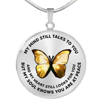 My Mind Still Talks To You Golden Butterfly Luxury Necklace - Luxury Circle Pendant Necklace Perfect Gift Idea For Her/Him