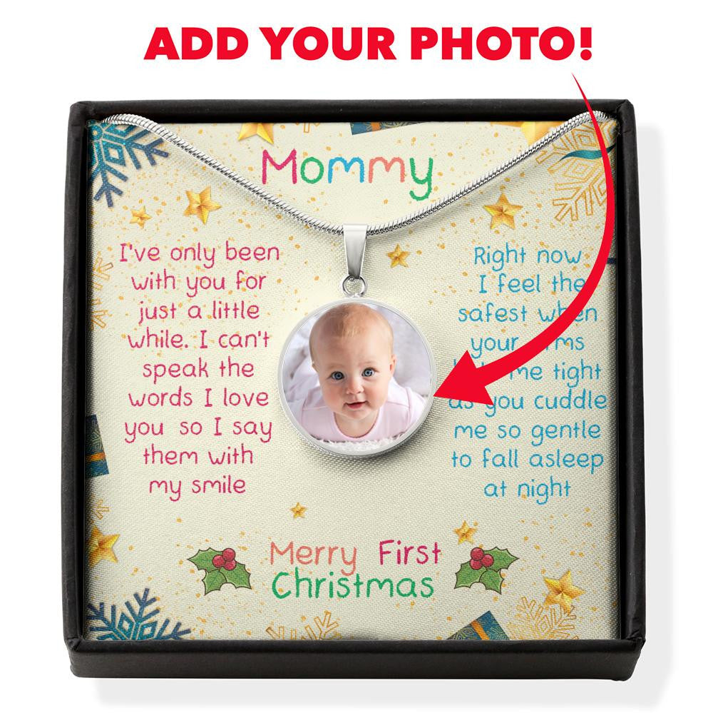 Merry First Christmas Mommy - Luxury Circle Pendant Necklace Perfect Gift Idea For Her/Him