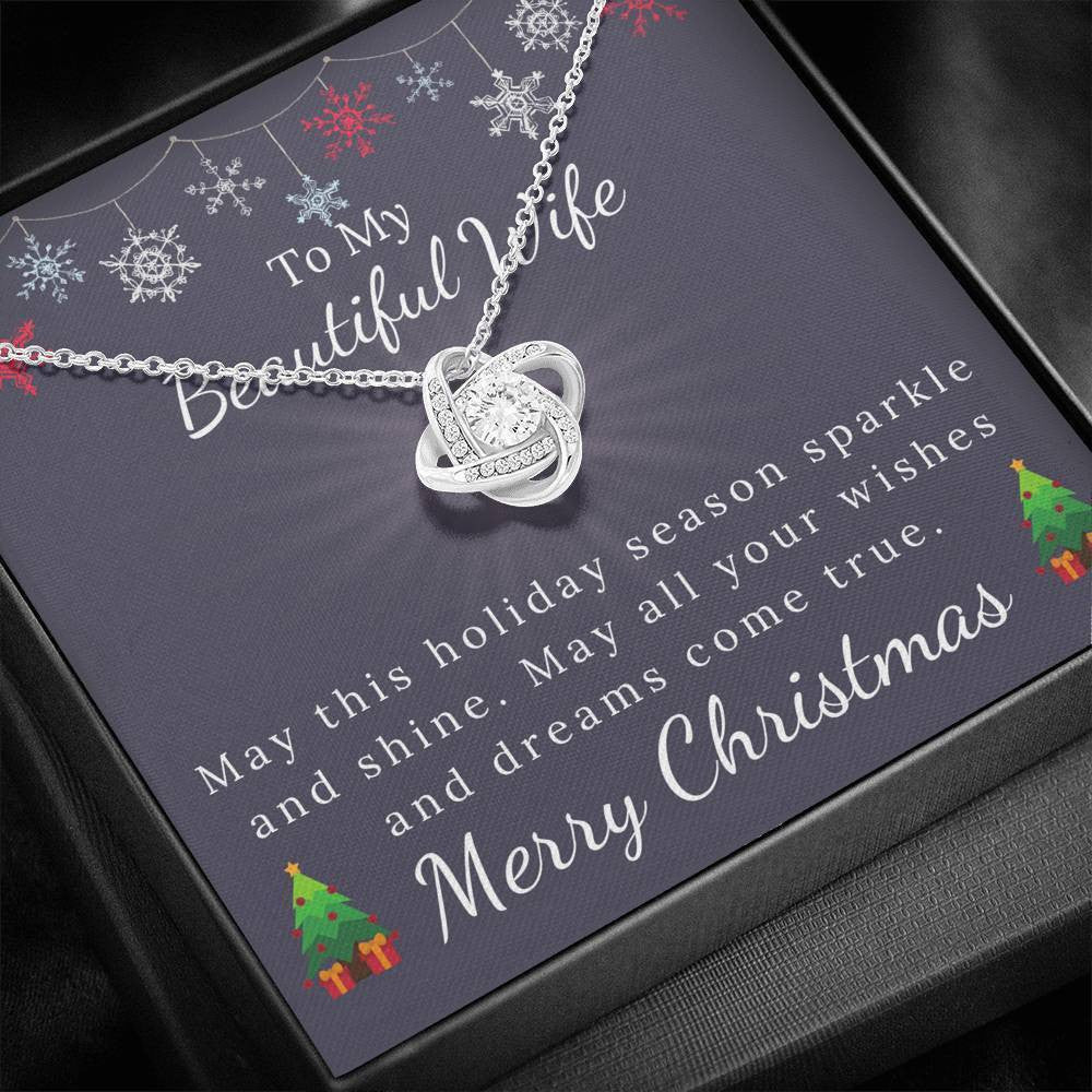 To My Beautiful Wife - Christmas Gift - Sparkle And Shine Love Knot Necklace
