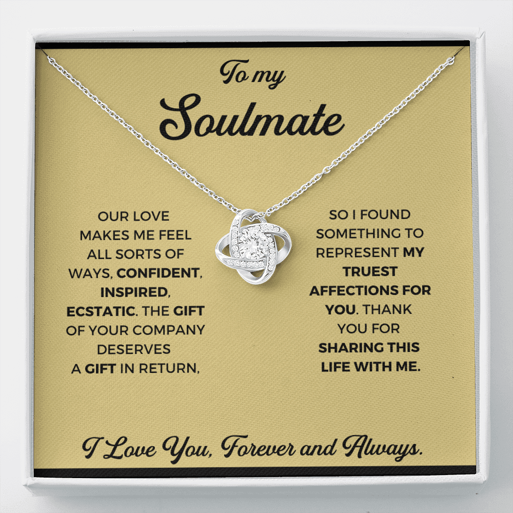 To My Soulmate - Thank You Gift - Love Knot Necklace, Thank You Gift From Boyfriend
