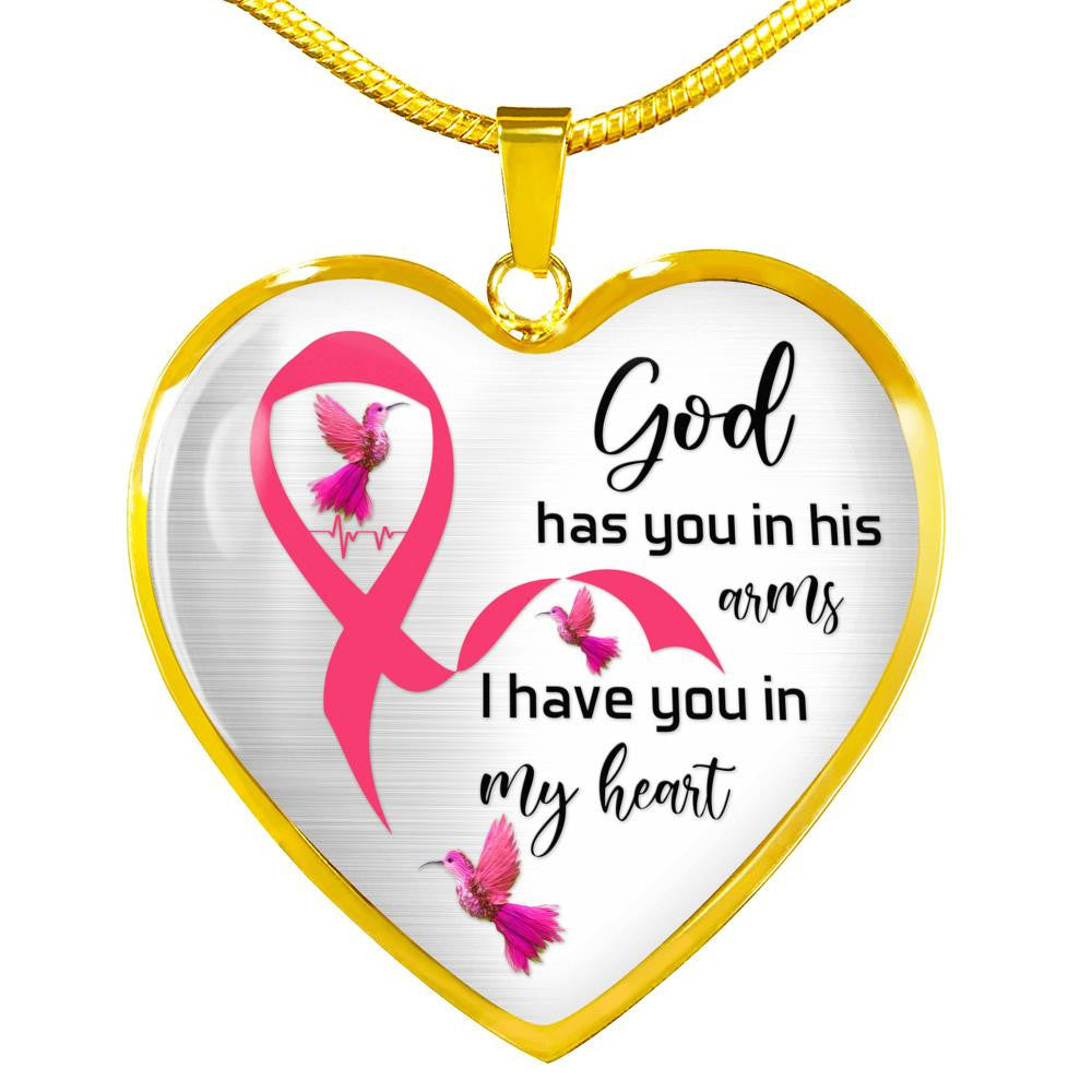 Heart Pendant Necklace - God Has You In His Arm, I Have You In My Heart gift To Mom Daughter Gift For Her