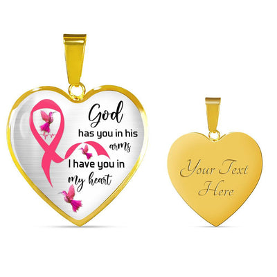 Heart Pendant Necklace - God Has You In His Arm, I Have You In My Heart gift To Mom Daughter Gift For Her
