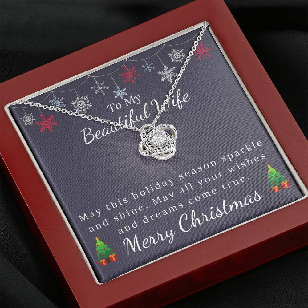 To My Beautiful Wife - Christmas Gift - Sparkle And Shine Love Knot Necklace