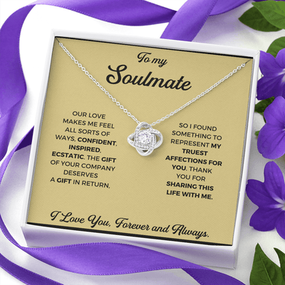 To My Soulmate - Thank You Gift - Love Knot Necklace, Thank You Gift From Boyfriend