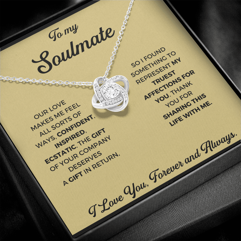 To My Soulmate - Thank You Gift - Love Knot Necklace, Thank You Gift From Boyfriend