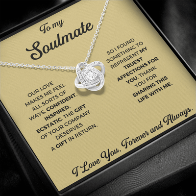 To My Soulmate - Thank You Gift - Love Knot Necklace, Thank You Gift From Boyfriend