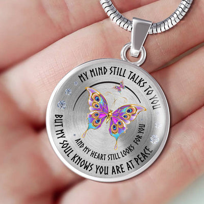 Butterfly Necklace - My Mind Still Talks To You - Luxury Circle Pendant Necklace Perfect Gift Idea For Her/Him